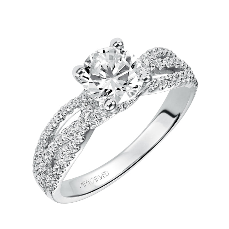 Artcarved Bridal Mounted with CZ Center Contemporary Twist Diamond Engagement Ring Marybeth 14K White Gold