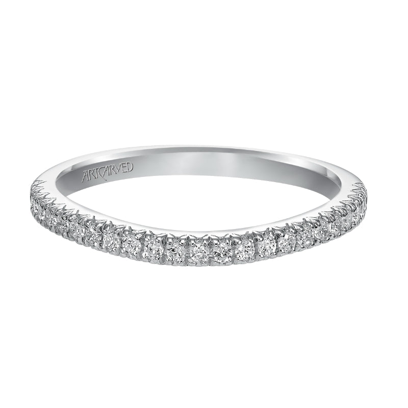 Artcarved Bridal Mounted with Side Stones Classic Diamond Wedding Band Colette 14K White Gold