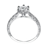 Artcarved Bridal Mounted with CZ Center Vintage Engraved Solitaire Engagement Ring Gretchen 14K White Gold