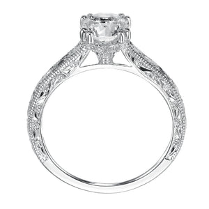 Artcarved Bridal Mounted with CZ Center Vintage Engraved Solitaire Engagement Ring Bernadette 14K White Gold