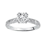 Artcarved Bridal Mounted with CZ Center Vintage Engraved Solitaire Engagement Ring Bernadette 14K White Gold