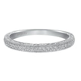 Artcarved Bridal Mounted with Side Stones Vintage Diamond Wedding Band Amaya 14K White Gold