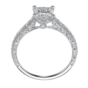 Artcarved Bridal Mounted with CZ Center Vintage Engagement Ring Ruth 14K White Gold