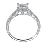 Artcarved Bridal Semi-Mounted with Side Stones Vintage Engagement Ring Ruth 14K White Gold