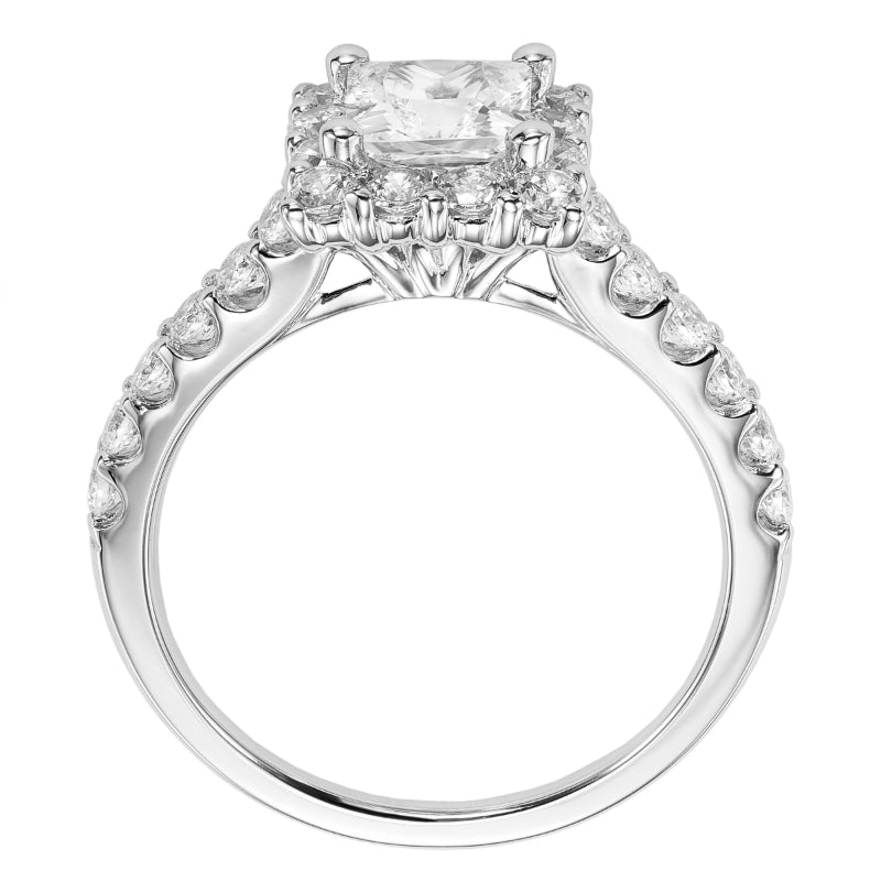 Artcarved Bridal Mounted with CZ Center Classic Halo Engagement Ring Yolanda 14K White Gold