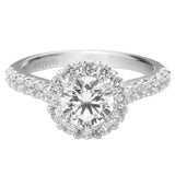 Artcarved Bridal Semi-Mounted with Side Stones Classic Halo Engagement Ring Yolanda 14K White Gold