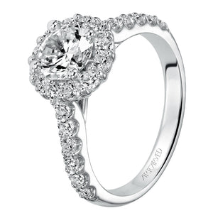 Artcarved Bridal Semi-Mounted with Side Stones Classic Halo Engagement Ring Yolanda 14K White Gold