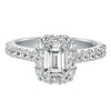 Artcarved Bridal Mounted with CZ Center Classic Halo Engagement Ring Genesis 14K White Gold