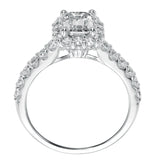 Artcarved Bridal Semi-Mounted with Side Stones Classic Halo Engagement Ring Genesis 14K White Gold