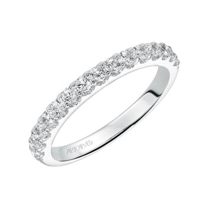 Artcarved Bridal Mounted with Side Stones Classic Halo Diamond Wedding Band Genesis 14K White Gold