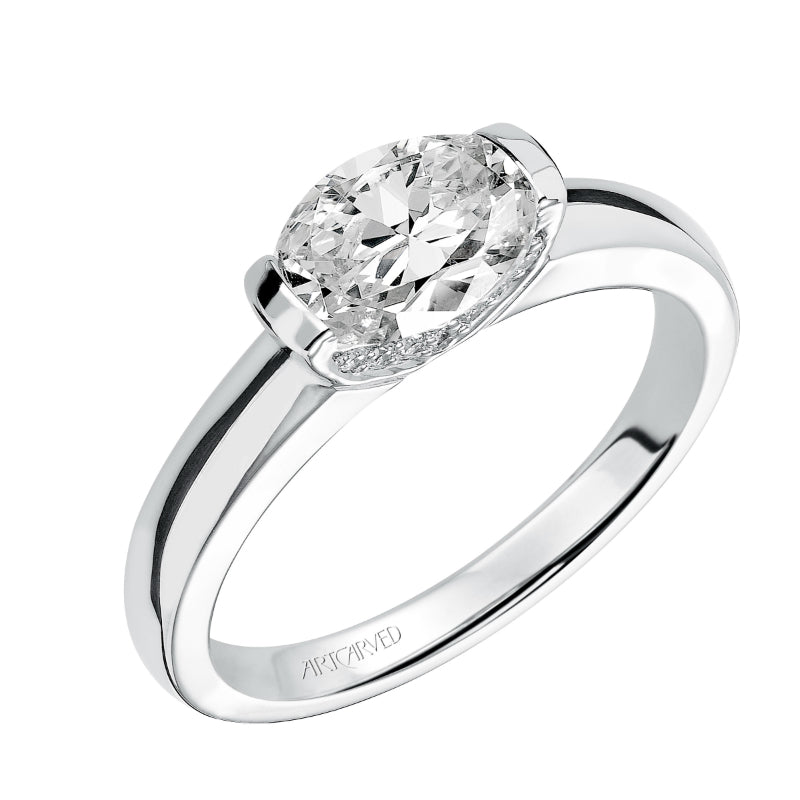 Artcarved Bridal Mounted with CZ Center Contemporary Engagement Ring Leona 14K White Gold