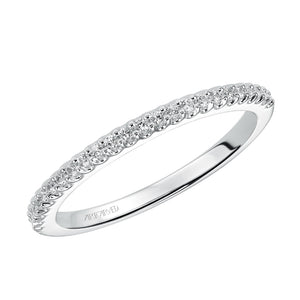 Artcarved Bridal Mounted with Side Stones Contemporary Diamond Wedding Band Jacqueline 14K White Gold