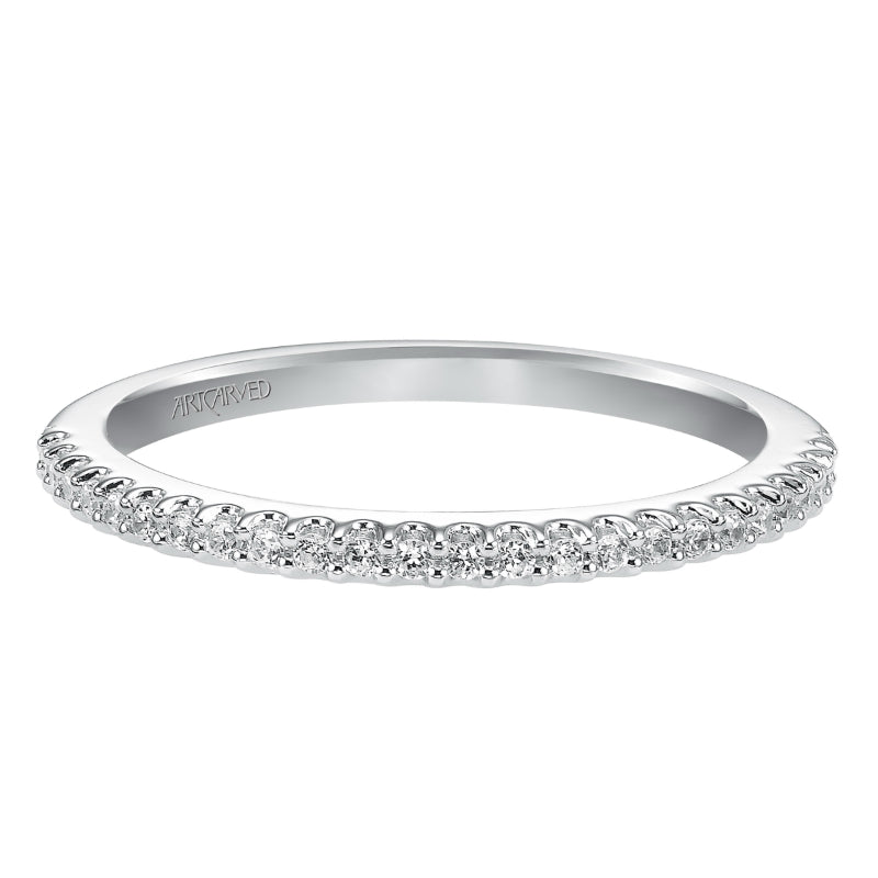 Artcarved Bridal Mounted with Side Stones Contemporary Diamond Wedding Band Jacqueline 14K White Gold