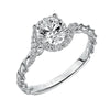 Artcarved Bridal Semi-Mounted with Side Stones Contemporary Rope Halo Engagement Ring Jolie 14K White Gold