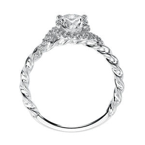 Artcarved Bridal Mounted with CZ Center Contemporary Rope Halo Engagement Ring Jolie 14K White Gold