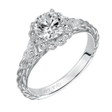 Artcarved Bridal Mounted with CZ Center Contemporary Twist Halo Engagement Ring Lila 14K White Gold