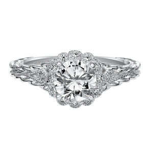 Artcarved Bridal Mounted with CZ Center Contemporary Twist Halo Engagement Ring Lila 14K White Gold