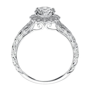 Artcarved Bridal Mounted with CZ Center Contemporary Twist Halo Engagement Ring Lila 14K White Gold