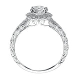 Artcarved Bridal Semi-Mounted with Side Stones Contemporary Twist Halo Engagement Ring Lila 14K White Gold