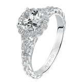 Artcarved Bridal Mounted with CZ Center Contemporary Twist Halo Engagement Ring Lila 14K White Gold