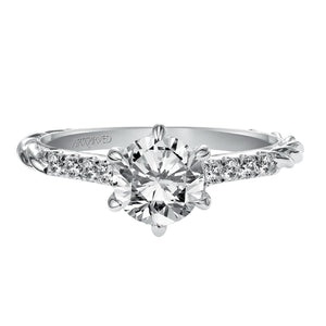 Artcarved Bridal Mounted with CZ Center Contemporary Twist Diamond Engagement Ring Meadow 14K White Gold