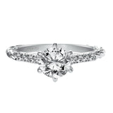 Artcarved Bridal Semi-Mounted with Side Stones Contemporary Twist Diamond Engagement Ring Meadow 14K White Gold