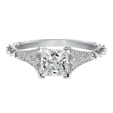 Artcarved Bridal Semi-Mounted with Side Stones Contemporary Engagement Ring Regina 14K White Gold