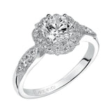 Artcarved Bridal Mounted with CZ Center Vintage Halo Engagement Ring Francesca 14K White Gold