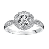 Artcarved Bridal Mounted with CZ Center Vintage Halo Engagement Ring Francesca 14K White Gold