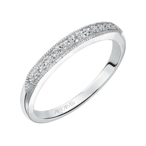 Artcarved Bridal Mounted with Side Stones Vintage Diamond Wedding Band Francesca 14K White Gold