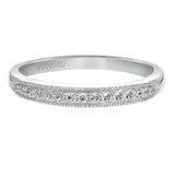 Artcarved Bridal Mounted with Side Stones Vintage Diamond Wedding Band Francesca 14K White Gold