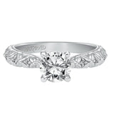 Artcarved Bridal Semi-Mounted with Side Stones Vintage Engagement Ring Collete 14K White Gold