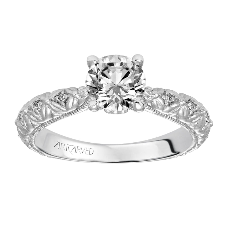 Artcarved Bridal Mounted with CZ Center Vintage Engagement Ring Collete 14K White Gold