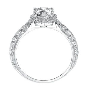 Artcarved Bridal Mounted with CZ Center Vintage Engraved Halo Engagement Ring Catrina 14K White Gold