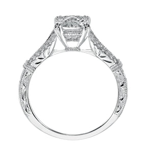 Artcarved Bridal Mounted with CZ Center Vintage Engraved Diamond Engagement Ring Angelina 14K White Gold