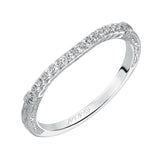 Artcarved Bridal Mounted with Side Stones Vintage Engraved Diamond Wedding Band Angelina 14K White Gold