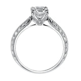 Artcarved Bridal Mounted with CZ Center Vintage Engraved Solitaire Engagement Ring Imani 14K White Gold