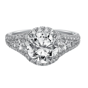 Artcarved Bridal Mounted with CZ Center Classic Halo Engagement Ring Wanda 14K White Gold