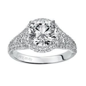 Artcarved Bridal Mounted with CZ Center Classic Halo Engagement Ring Wanda 14K White Gold