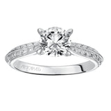 Artcarved Bridal Mounted with CZ Center Vintage Engraved Solitaire Engagement Ring Cherry 14K White Gold