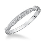 Artcarved Bridal Mounted with Side Stones Vintage Engraved Halo Diamond Wedding Band Crystal 14K White Gold