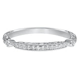 Artcarved Bridal Mounted with Side Stones Vintage Engraved Halo Diamond Wedding Band Crystal 14K White Gold