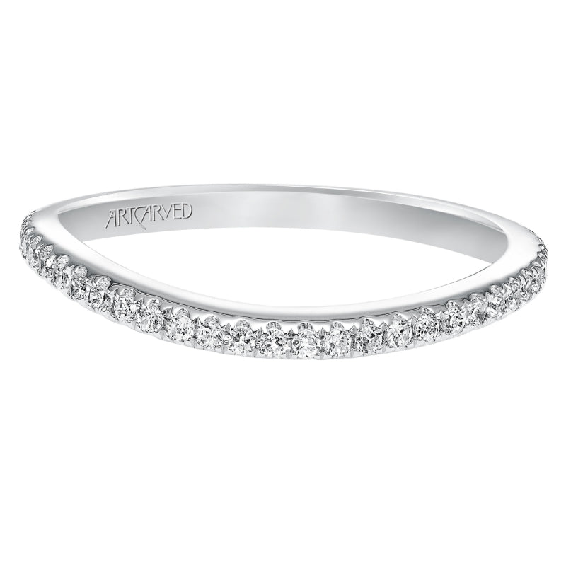 Artcarved Bridal Mounted with Side Stones Contemporary Floral Diamond Wedding Band Milena 14K White Gold