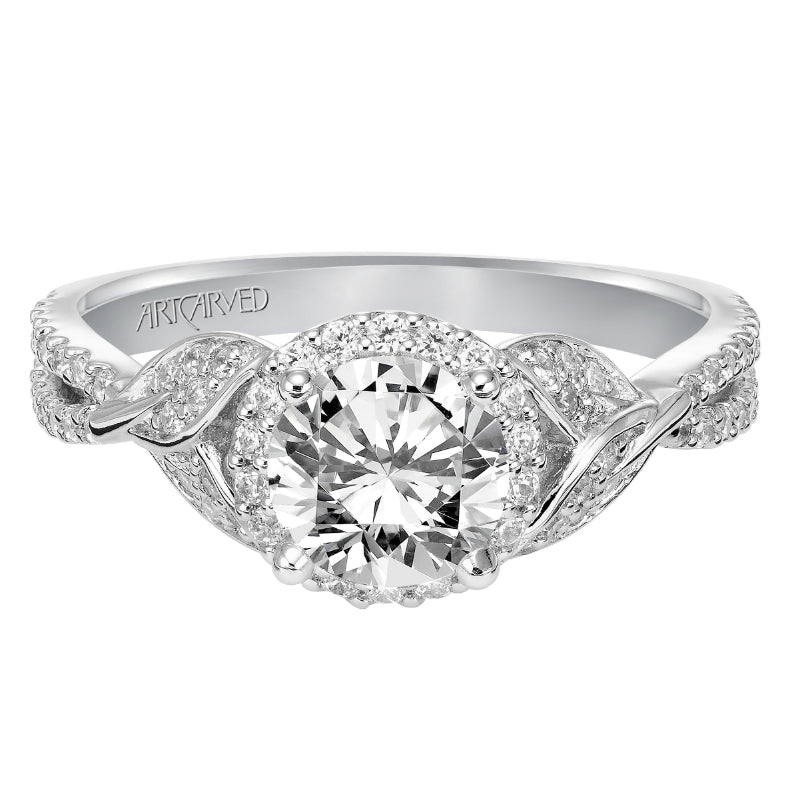 Artcarved Bridal Mounted with CZ Center Contemporary Engagement Ring Olga 14K White Gold