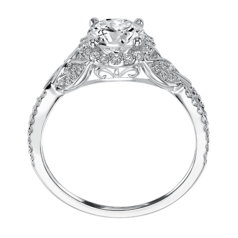 Artcarved Bridal Mounted with CZ Center Contemporary Engagement Ring Olga 14K White Gold