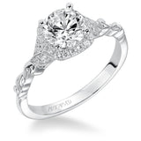 Artcarved Bridal Mounted with CZ Center Vintage Filigree Halo Engagement Ring Yvette 14K White Gold