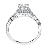 Artcarved Bridal Mounted with CZ Center Vintage Filigree Halo Engagement Ring Yvette 14K White Gold