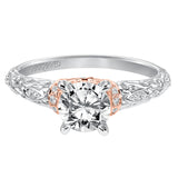 Artcarved Bridal Semi-Mounted with Side Stones Vintage Engagement Ring Rhonda 14K White Gold Primary & 14K Rose Gold