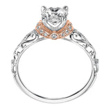 Artcarved Bridal Mounted with CZ Center Vintage Engagement Ring Rhonda 14K White Gold Primary & 14K Rose Gold