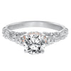 Artcarved Bridal Mounted with CZ Center Vintage Engagement Ring 14K White Gold Primary & 14K Rose Gold